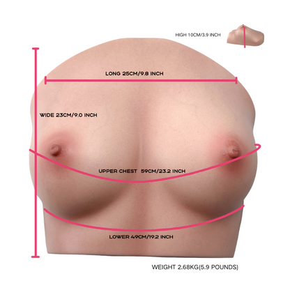 Realistic female torso with detailed measurements, smooth skin texture, natural breast shape, and lifelike coloring for intimate use.