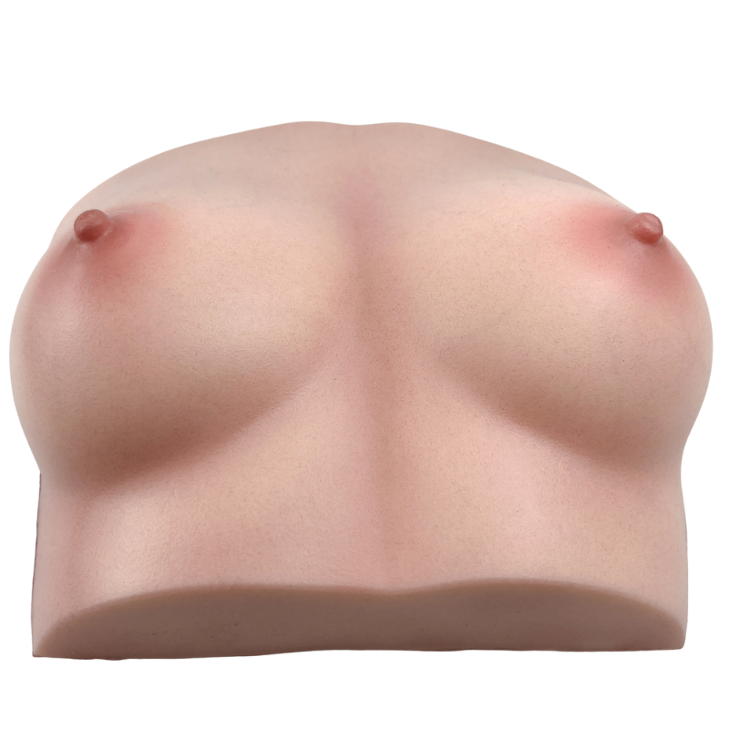 Realistic female chest with natural skin texture and subtle nipple detail, designed for intimate use.