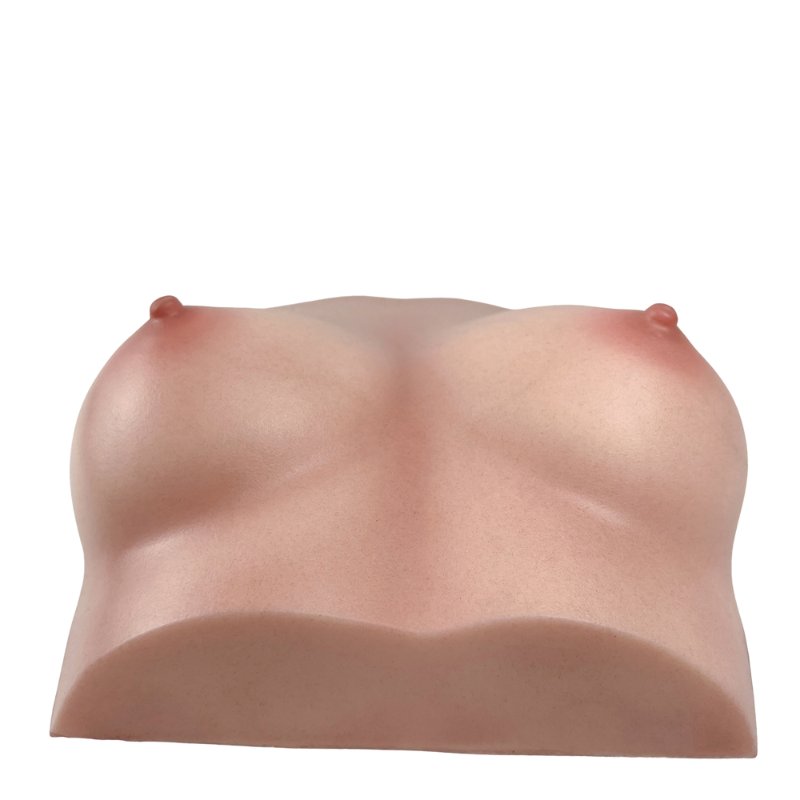 Realistic female torso with natural skin texture, soft curves, and detailed nipple contours for intimate use.