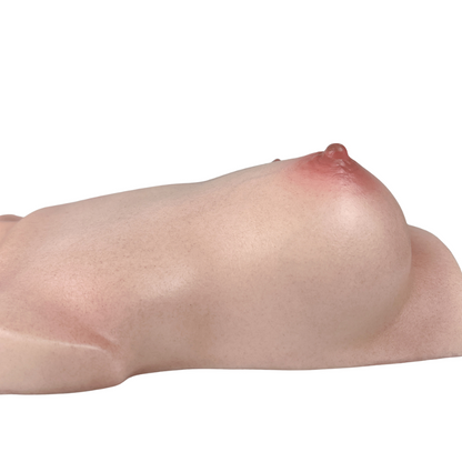 Realistic female anatomy replica with natural skin texture and subtle pink tones, designed for intimate use.