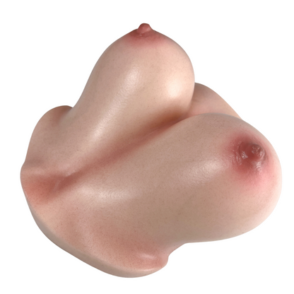 Realistic male masturbator with detailed labia and clitoral hood, soft skin-like texture, natural pink tones