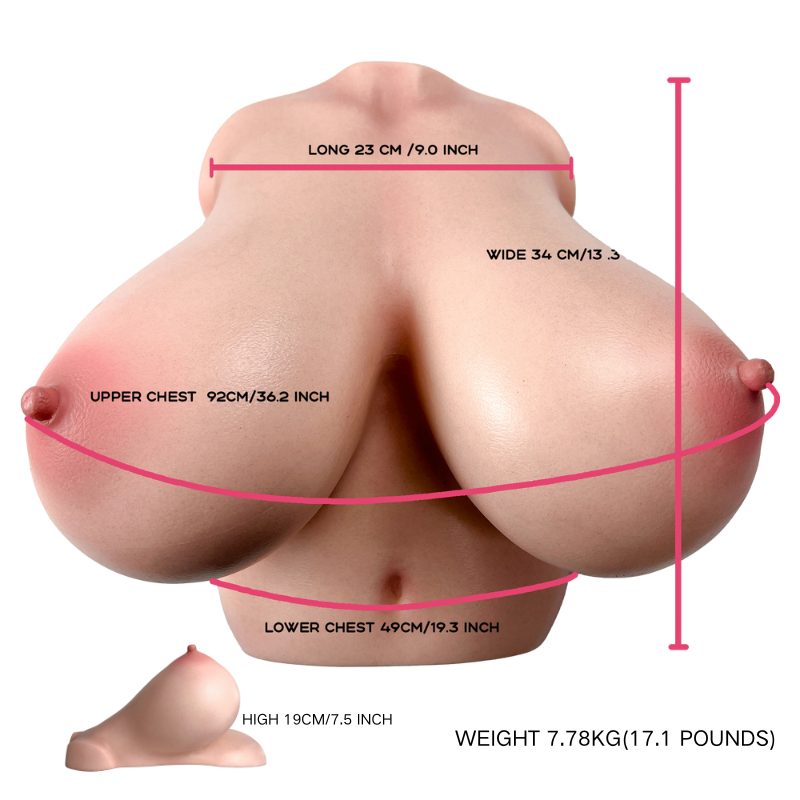 Realistic female torso with detailed measurements, soft skin texture, and natural curves for intimate use