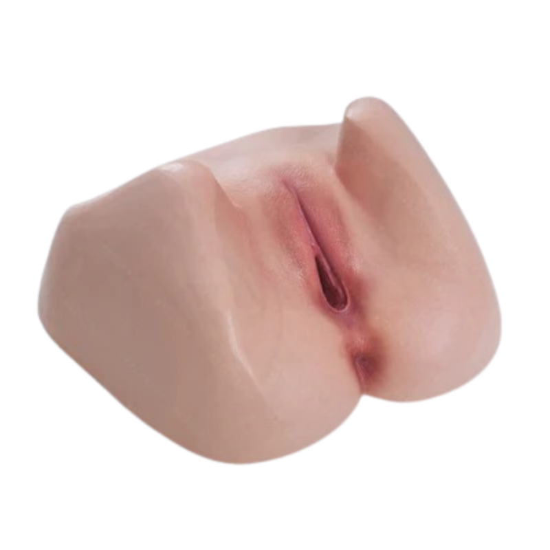 Realistic flesh-toned male masturbator with detailed labia and natural texture