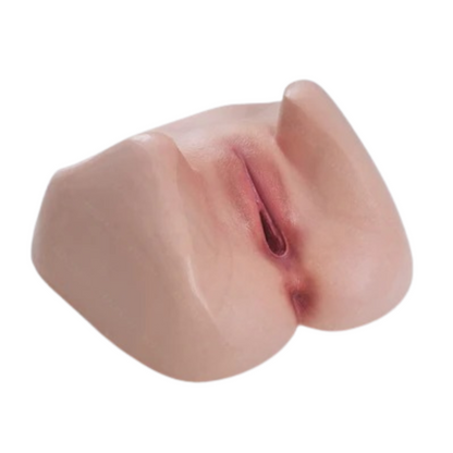 Realistic flesh-toned male masturbator with detailed labia and natural texture