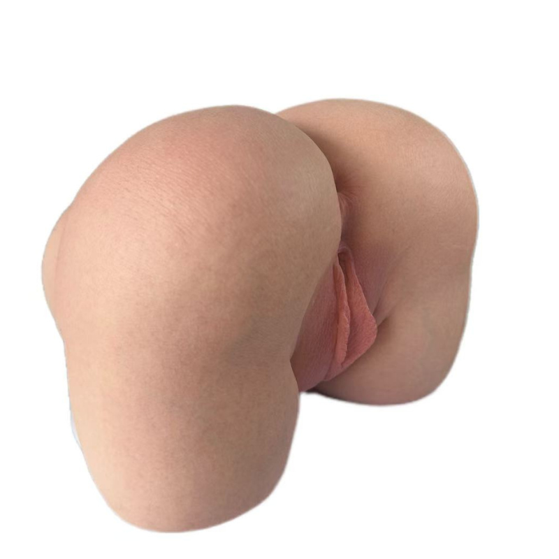 Realistic flesh-toned male masturbator with detailed labia and soft silicone texture