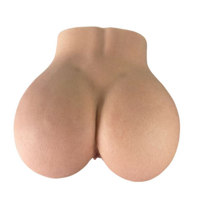 Realistic flesh-toned male masturbator with rounded, plump contours and smooth skin texture