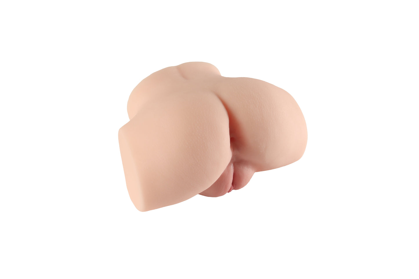 Realistic flesh-toned male masturbator with detailed vulva and smooth silicone texture