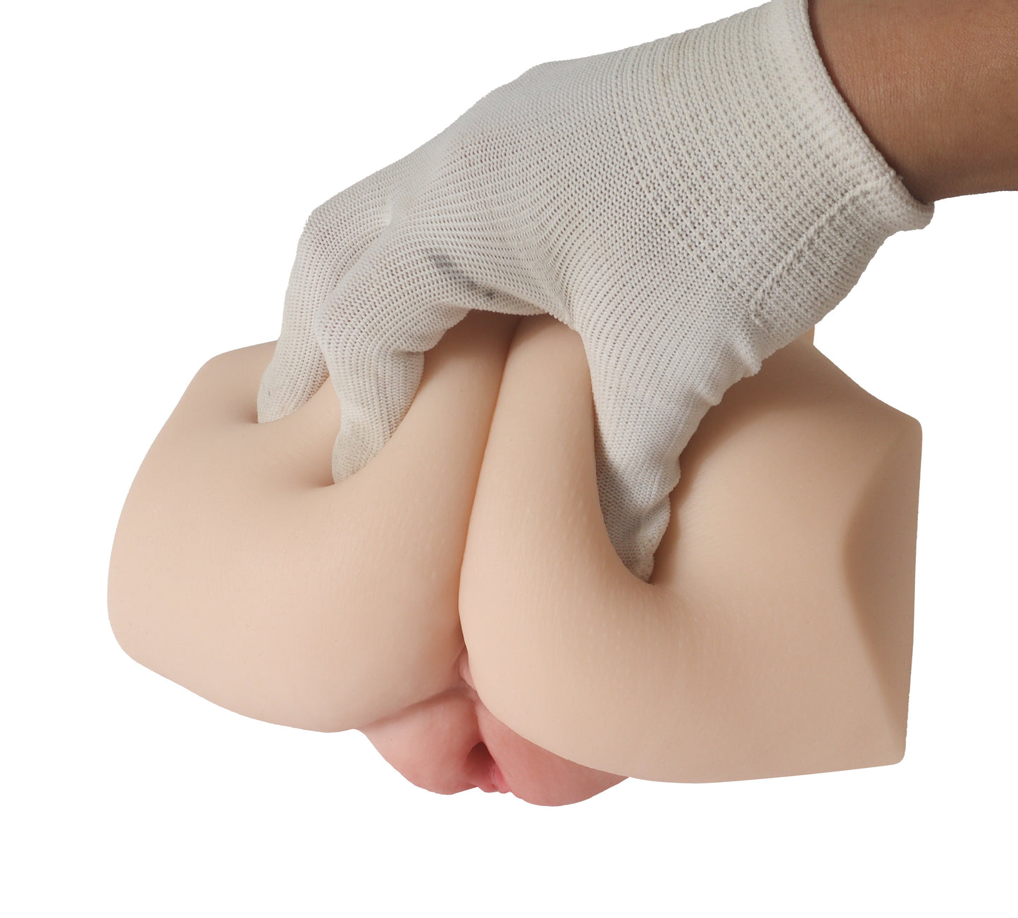 Realistic silicone male masturbator with textured glove for enhanced grip and stimulation