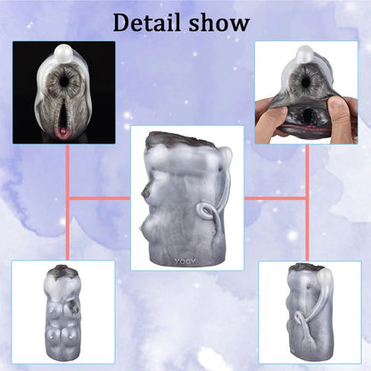 Realistic male masturbator with detailed vaginal canal, textured skin, and anatomical contours for immersive pleasure.