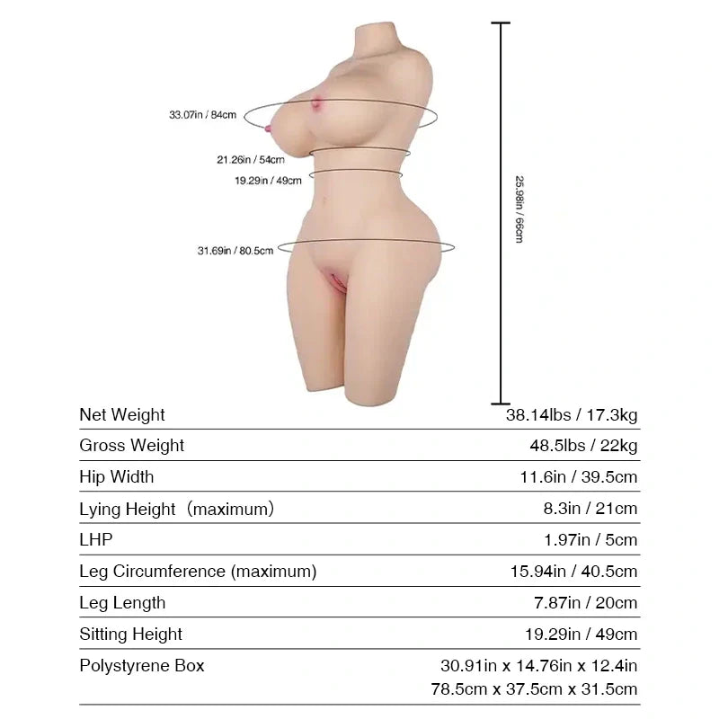 Ginny: 38.1LB Removable Vaginal Sex Doll 4 in 1 with Tantabosom - RealVagina