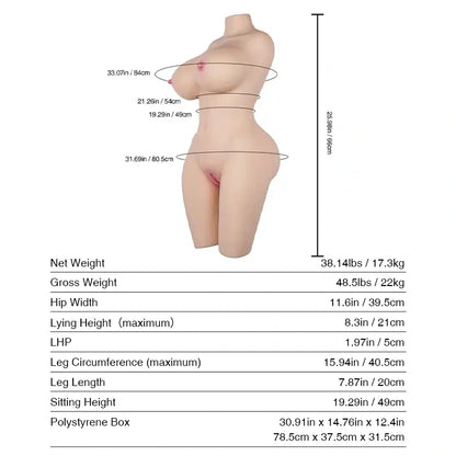 Ginny: 38.1LB Removable Vaginal Sex Doll 4 in 1 with Tantabosom - RealVagina