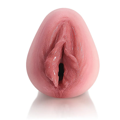 Realistic pink male masturbator with detailed vaginal texture and natural contours