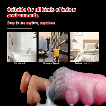 Realistic pink and flesh-toned silicone male masturbator with textured surface, shown with lubricant on black background
