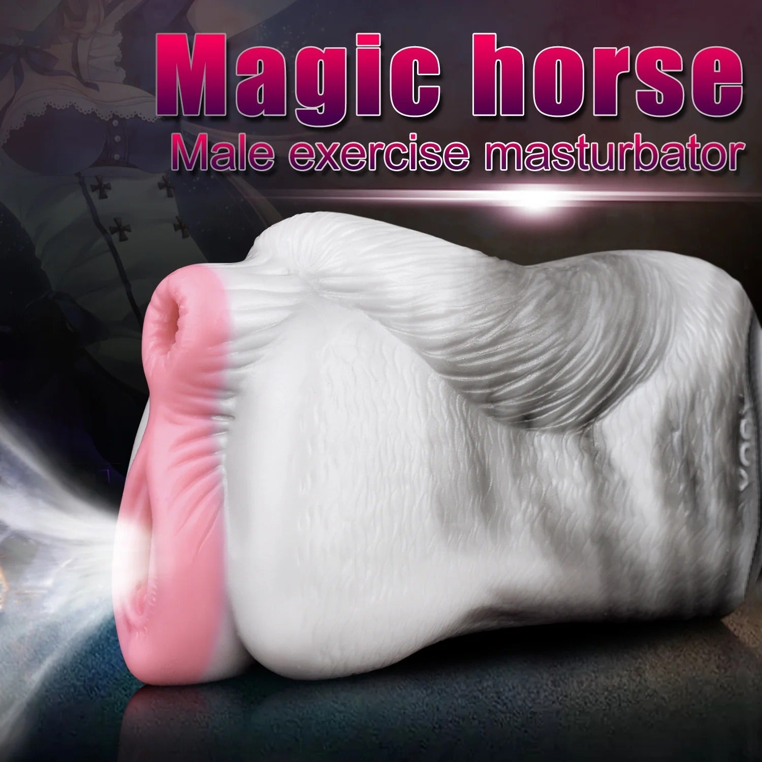 Realistic pink and white male masturbator with textured interior and soft silicone exterior