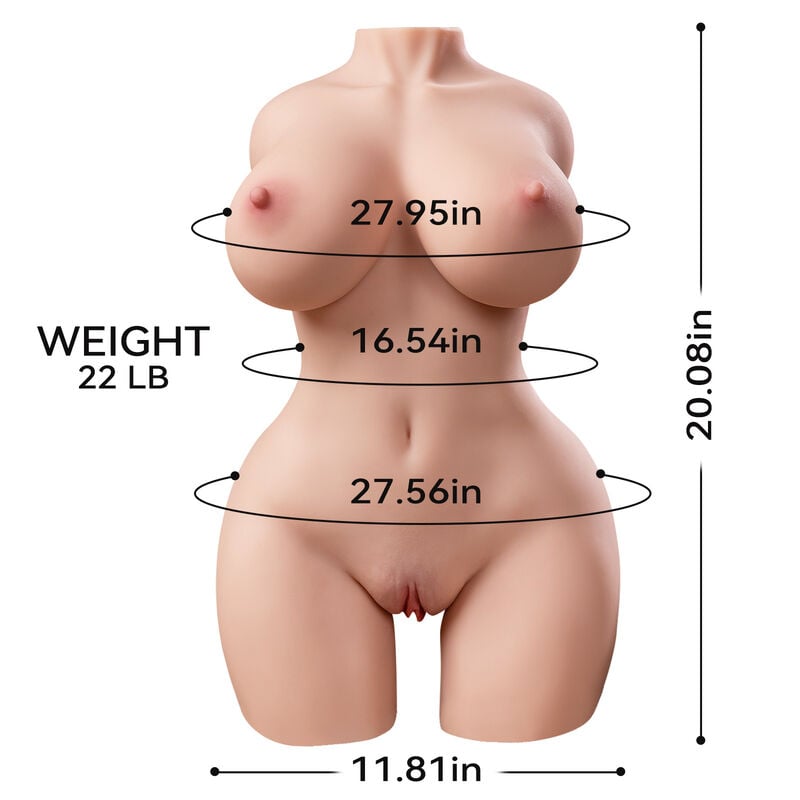 APP Controlled 24LB thrusting Sex Doll  Female Torso with Huge Breasts Fat Butt - RealVagina