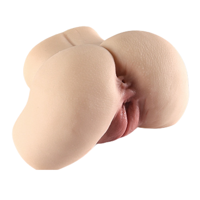 Realistic male masturbator with lifelike skin texture, natural curves, and detailed vaginal opening for intimate pleasure.