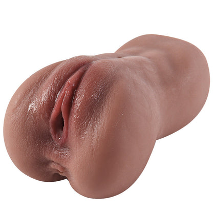 Realistic flesh-toned male masturbator with detailed vaginal opening and smooth, lifelike texture