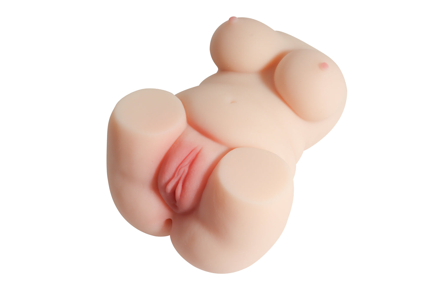 Realistic flesh-toned male masturbator with detailed vaginal canal and surrounding contours