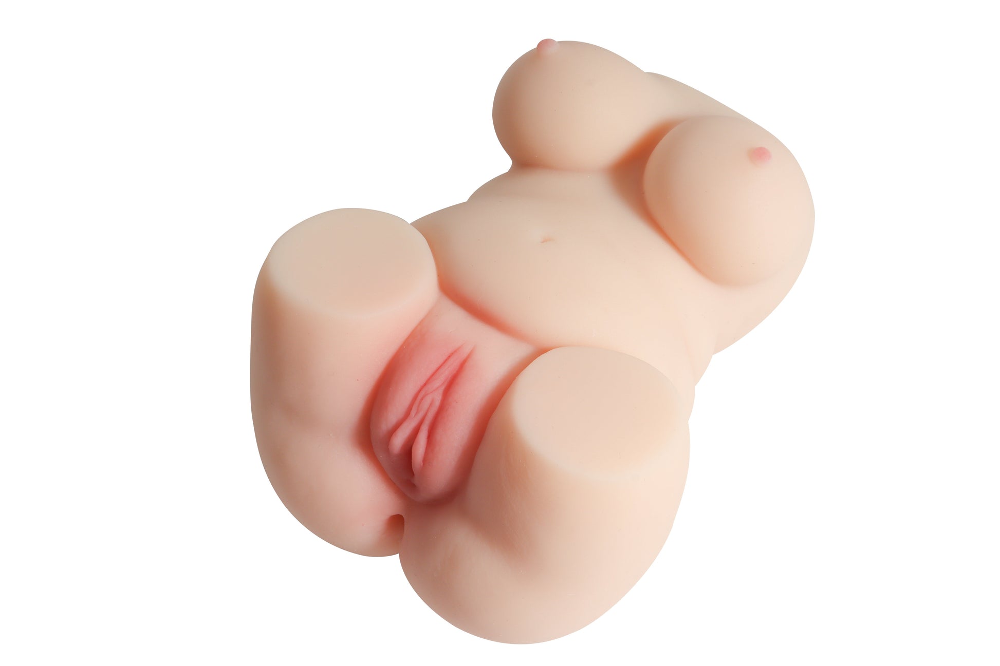 Realistic flesh-toned male masturbator with detailed vaginal canal and surrounding contours