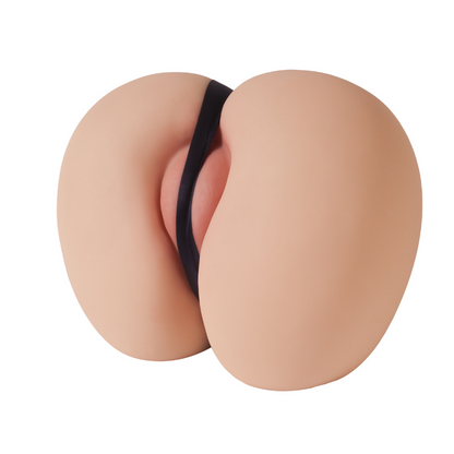 Realistic flesh-toned male masturbator with soft texture and black strap detail