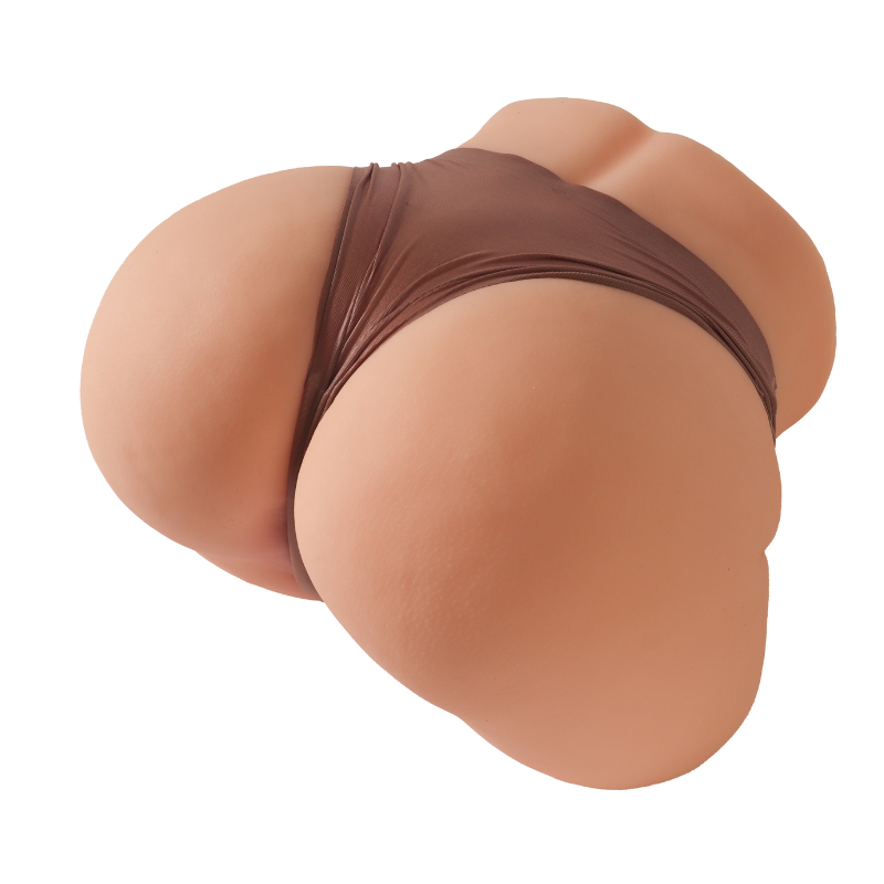 Realistic female rear with smooth skin texture and brown thong, designed for intimate pleasure.