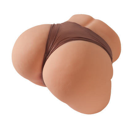 Realistic female rear with smooth skin texture and brown thong, designed for intimate pleasure.