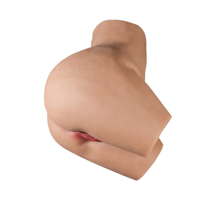 Realistic male masturbator with lifelike skin texture, natural curves, and detailed vaginal opening for intimate pleasure.