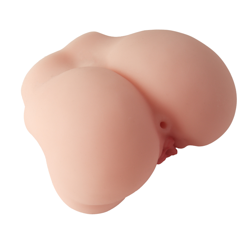 Realistic female anatomy replica with natural skin tone, detailed labia, and soft silicone texture for intimate use