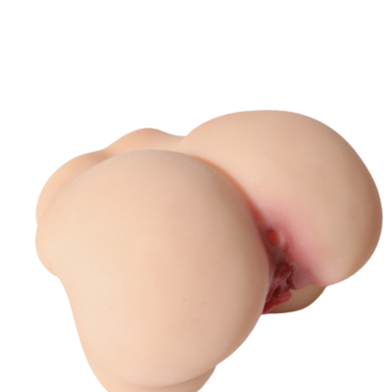 Realistic flesh-toned male masturbator with detailed vaginal opening and soft, pliable texture