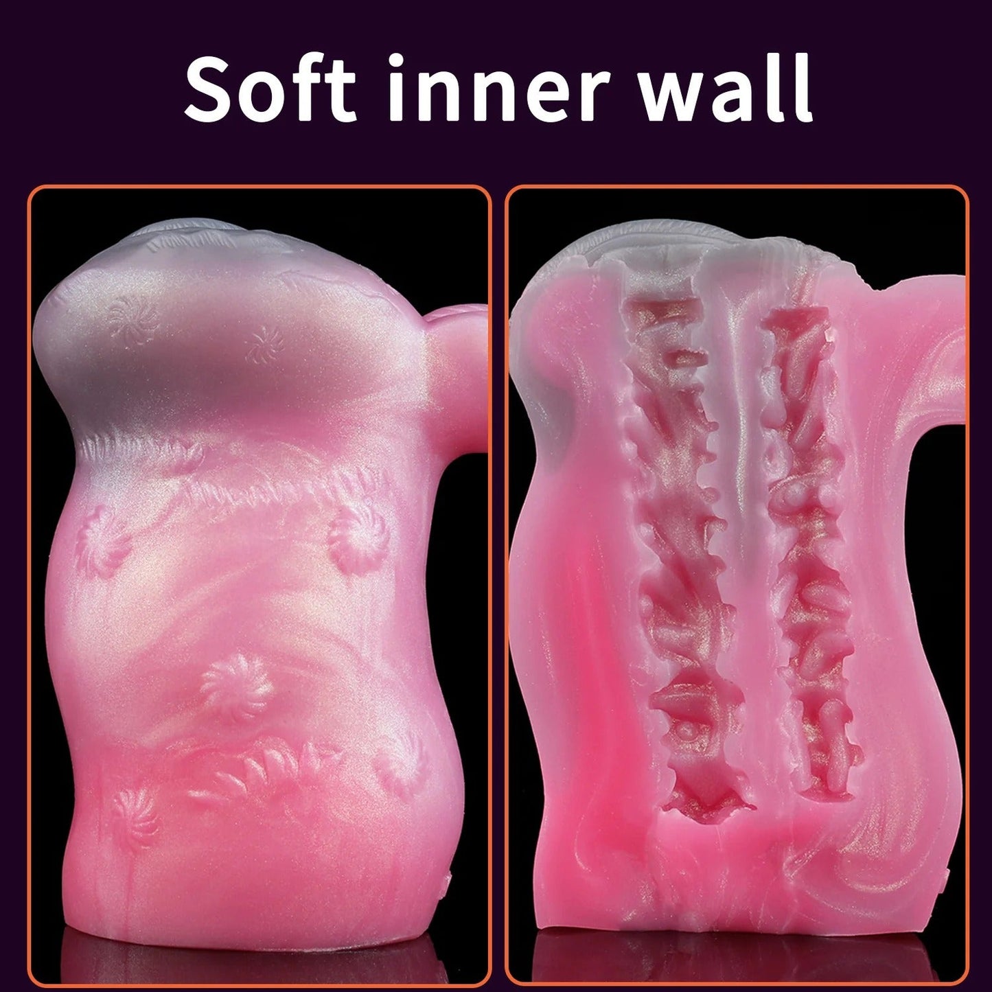 Pink realistic male masturbator with soft inner texture and detailed exterior ridges