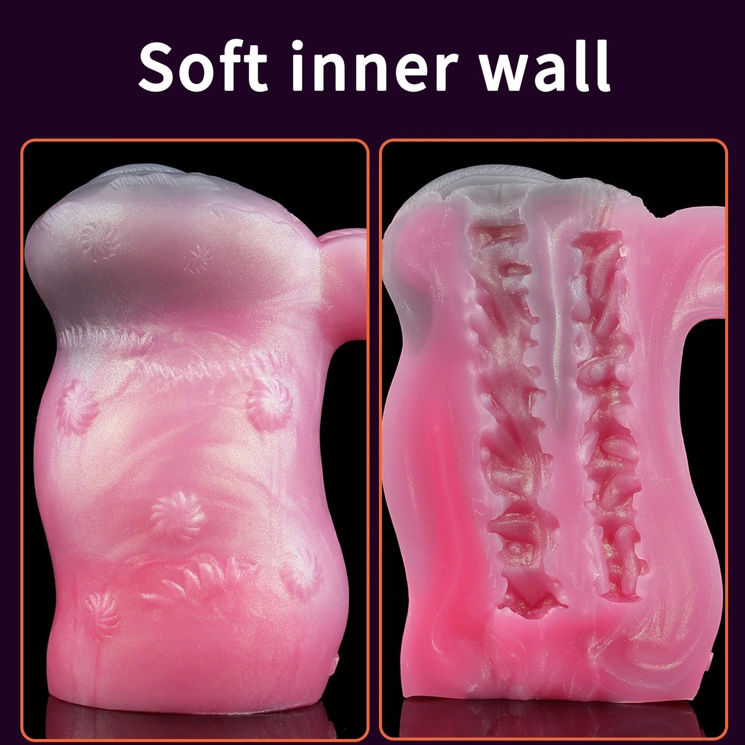 Pink realistic male masturbator with soft inner texture and detailed exterior ridges
