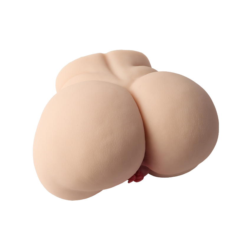Realistic silicone male masturbator with detailed curves, soft skin texture, and natural flesh tone