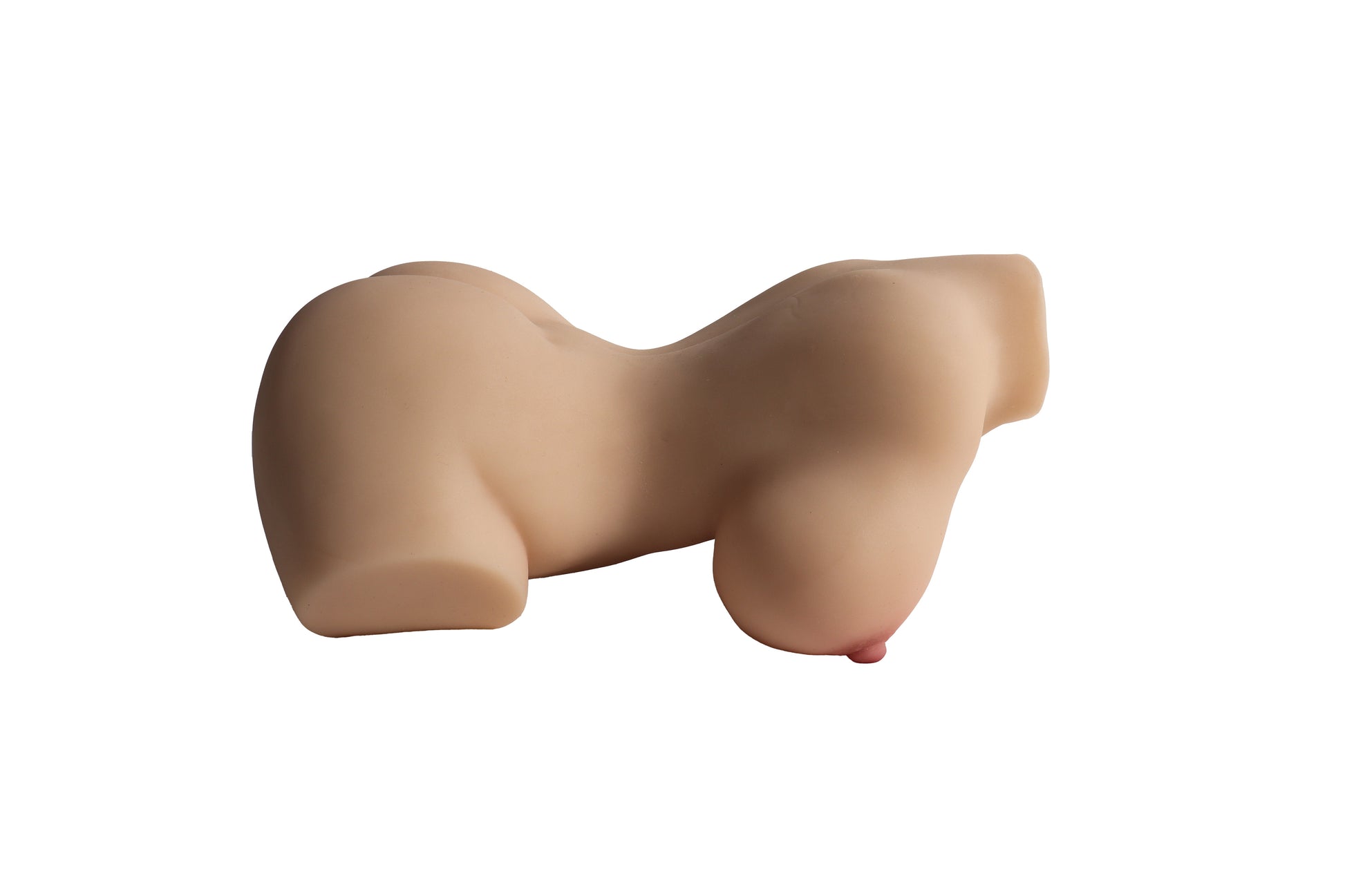 Realistic flesh-toned male masturbator with detailed curves and soft silicone texture for intimate pleasure.