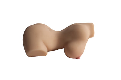 Realistic flesh-toned male masturbator with detailed curves and soft silicone texture for intimate pleasure.